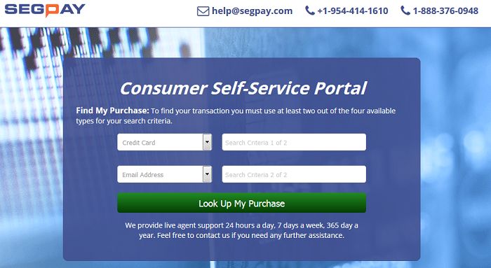 Segpay Consumer Self-Service Portal