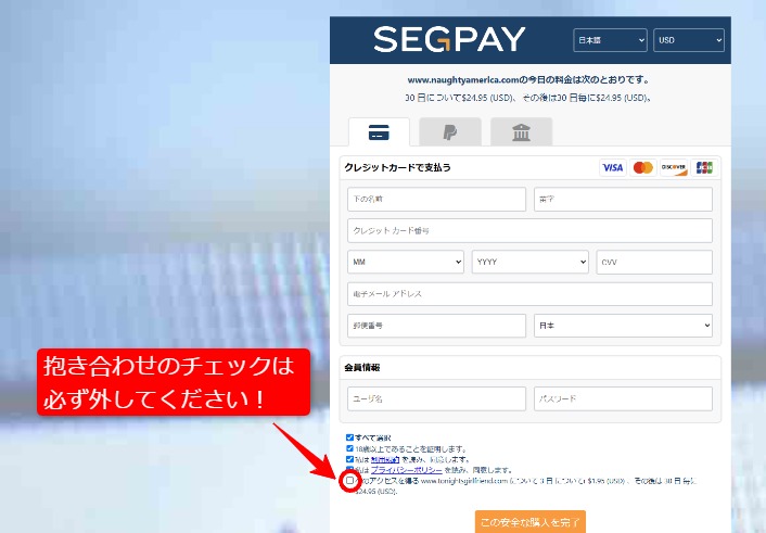 SEGPAY決済方法